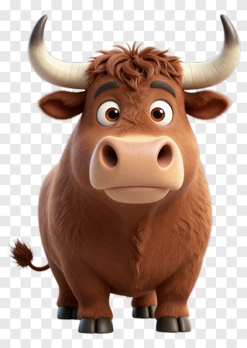Cartoon Bull With Big Eyes PNG