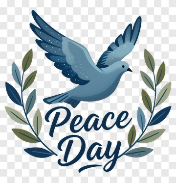 Dove With Peace Day Text PNG