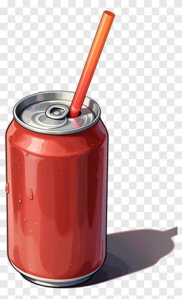 Red Soda Can With Straw PNG