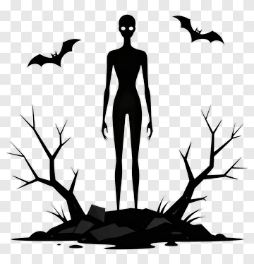 Halloween Ghost Standing Among Bats And Dead Trees PNG
