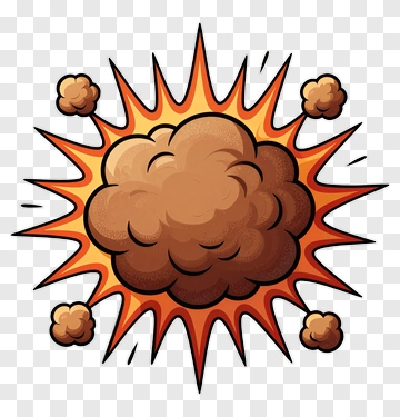 Cartoon Explosion With Smoke And Fire PNG