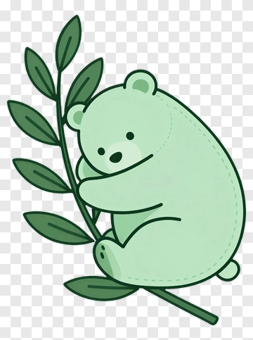 Cartoon Bear Holding A Leaf PNG