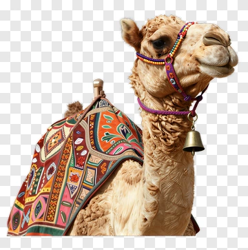 Decorative Camel With Colorful Saddle PNG