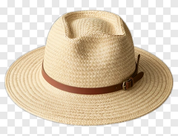 Straw Hat With Brown Band PNG