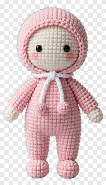 Felt Doll In Pink Outfit PNG