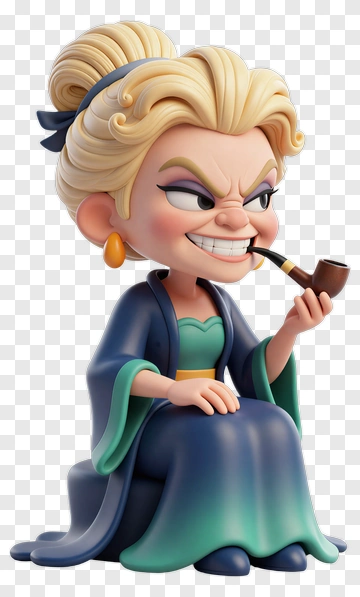 Cartoon Witch Holding A Pipe PNG