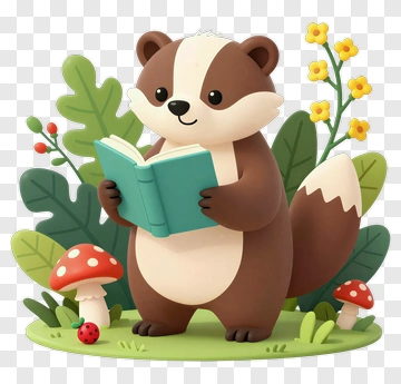 Cartoon Badger Holding A Book PNG