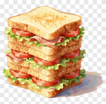 Layered Sandwich With Lettuce And Tomatoes PNG