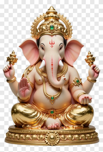 Golden Ganesh Statue With Decorative Elements PNG