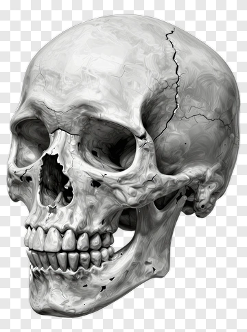 Realistic Cracked Human Skull PNG