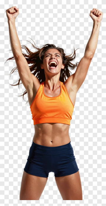 Excited Woman Celebrating In Athletic Wear PNG