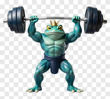 Muscular Frog Lifting Weights PNG