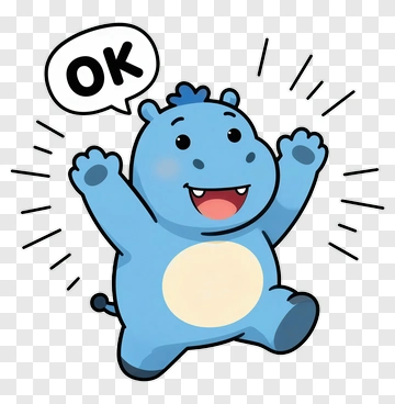 Cartoon Hippo Saying Ok PNG