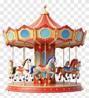Colorful Carousel With Horses PNG