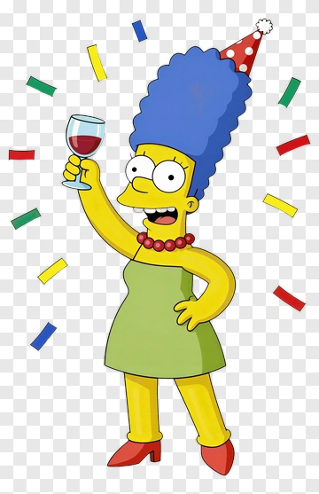 Marge Simpson Celebrating With A Glass Of Wine PNG