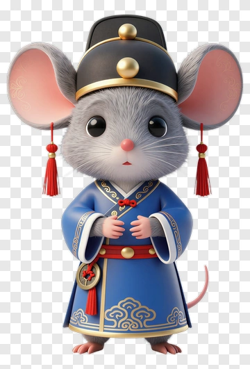 3D Cartoon Mouse In Traditional Chinese Attire PNG
