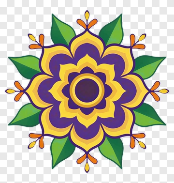 Colorful Floral Mandala Design PNG