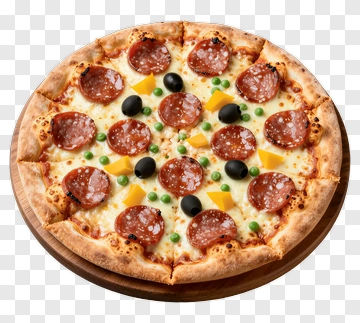 Pepperoni Pizza With Vegetables PNG