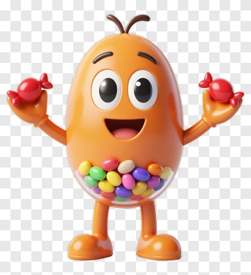 Cartoon Candy Character Holding Candy PNG