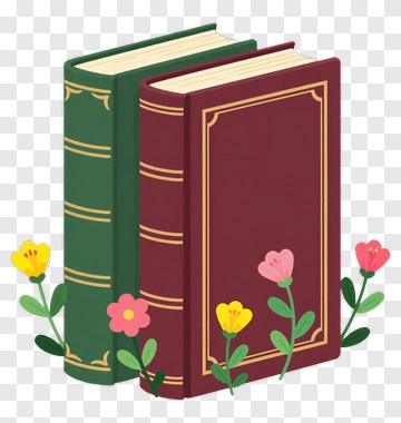Book Stack With Flowers PNG