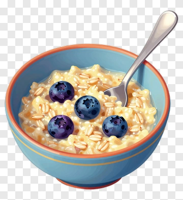 Bowl Of Oatmeal With Blueberries PNG