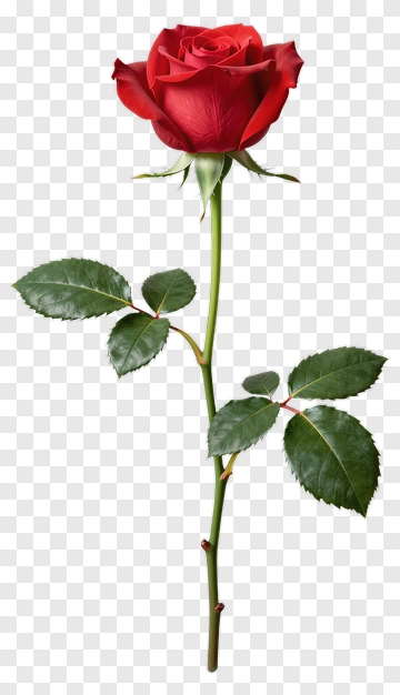 Red Rose With Green Leaves PNG
