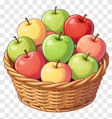 Colorful Apple Basket PNG