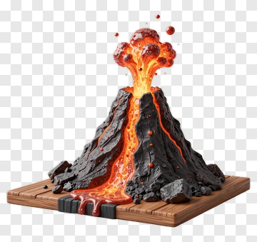 Erupting Volcano Model PNG