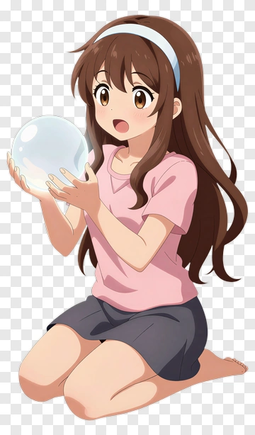 Anime Girl Holding A Crystal Ball PNG