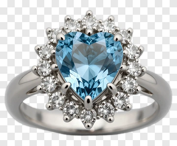 Heart-Shaped Blue Gemstone Ring PNG