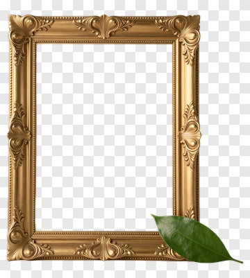 Golden Picture Frame With Leaf PNG