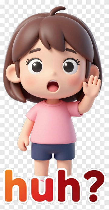 Cartoon Girl Saying Huh? PNG