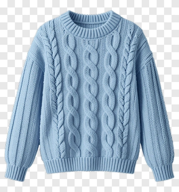 Blue Cable Knit Sweater PNG