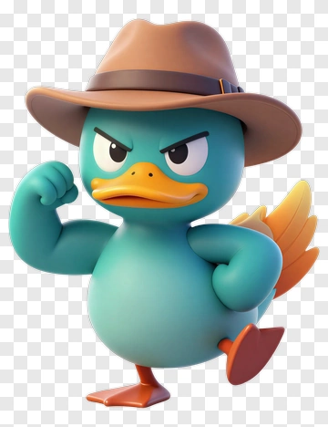 Cartoon Duck Wearing A Hat PNG