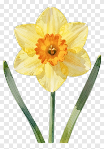 Watercolor Yellow Daffodil Flower PNG