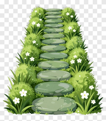 Garden Pathway With Stone Steps And Greenery PNG