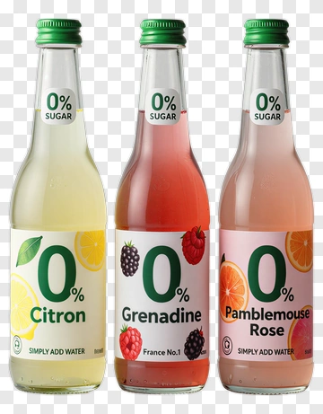 Bottles Of 0% Sugar Fruit Drinks PNG