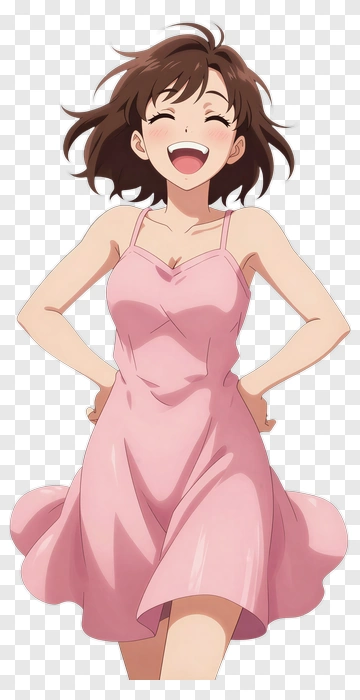 Happy Girl In A Pink Dress PNG