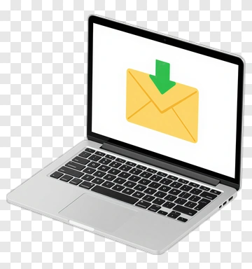 Laptop Displaying Email Download Icon PNG