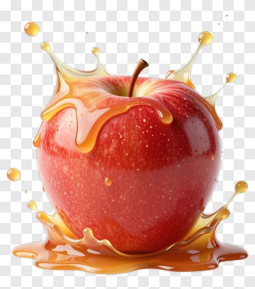 Red Apple With Caramel Splash PNG