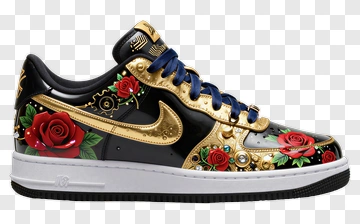 Decorative Nike Sneakers With Floral Design PNG