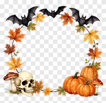Halloween Frame With Bats And Pumpkins PNG