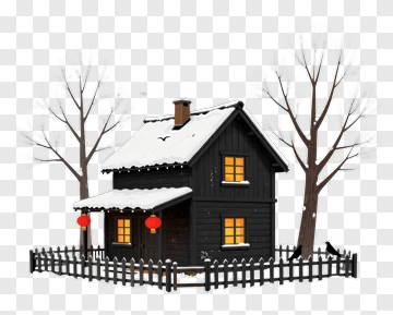 Winter House With Snow And Trees PNG