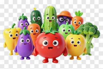 Colorful Cartoon Vegetables Group PNG