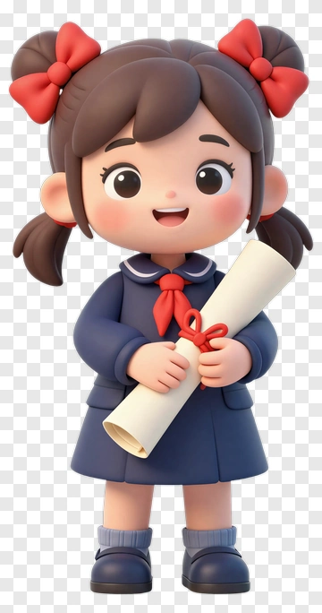 Cartoon Girl Holding A Diploma PNG