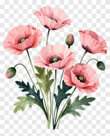 Pink Poppy Flowers Arrangement PNG