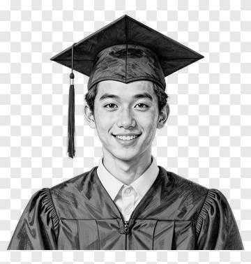 Graduation Portrait Of A Young Man In Cap And Gown PNG