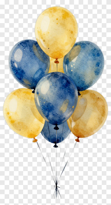 Watercolor Balloons In Blue And Yellow PNG