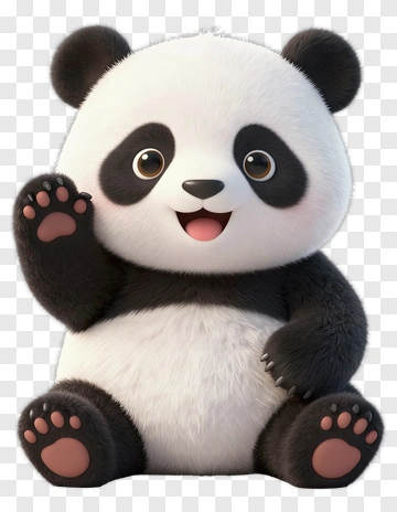 Cartoon Panda Waving PNG
