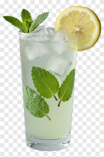 Mint Lemonade With Ice And Lemon Slice PNG